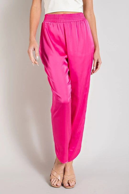 Hot Pink Satin Joggers