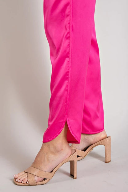 Hot Pink Satin Joggers