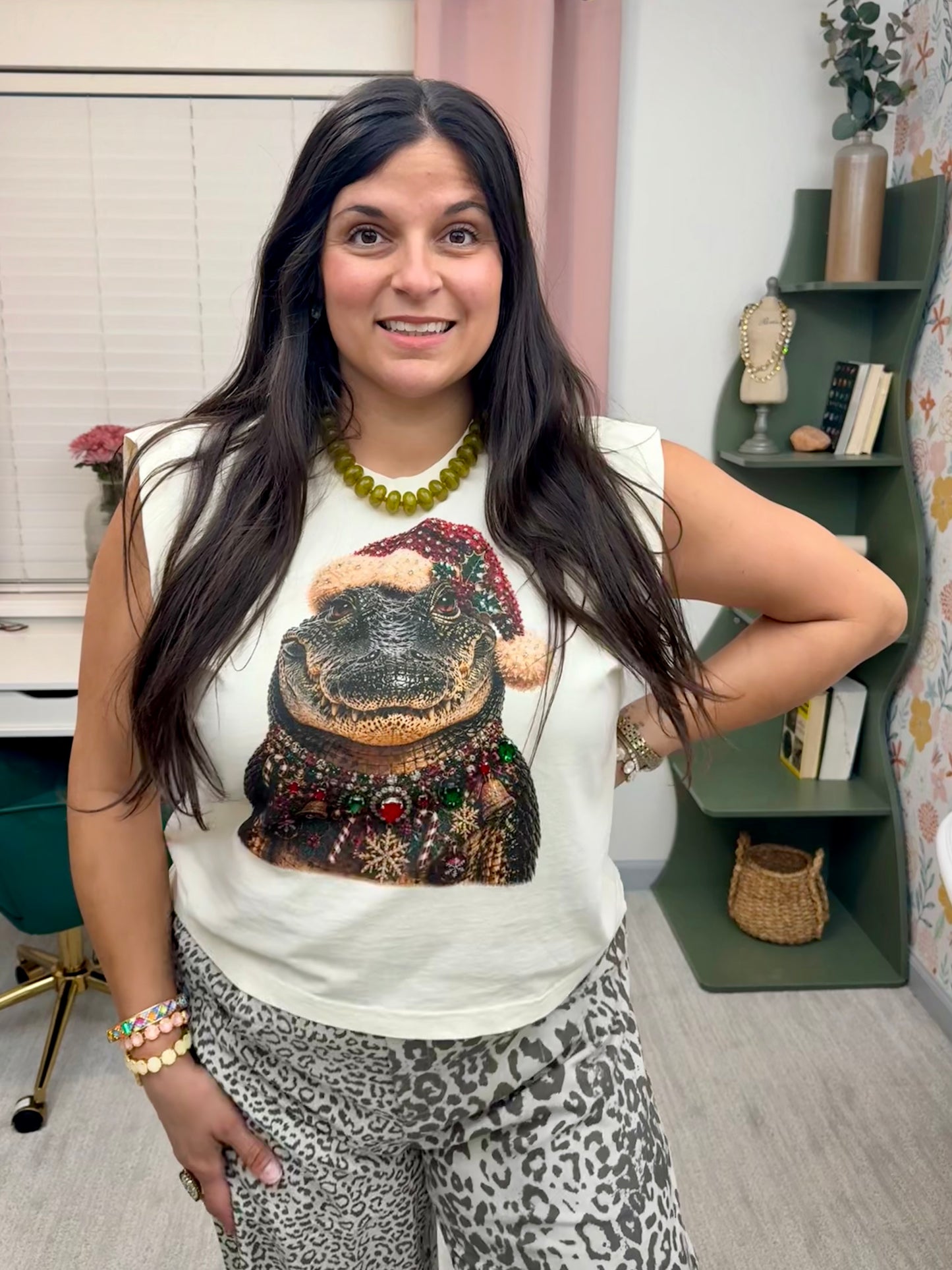 Jeweled Merry Gator Graphic Tank
