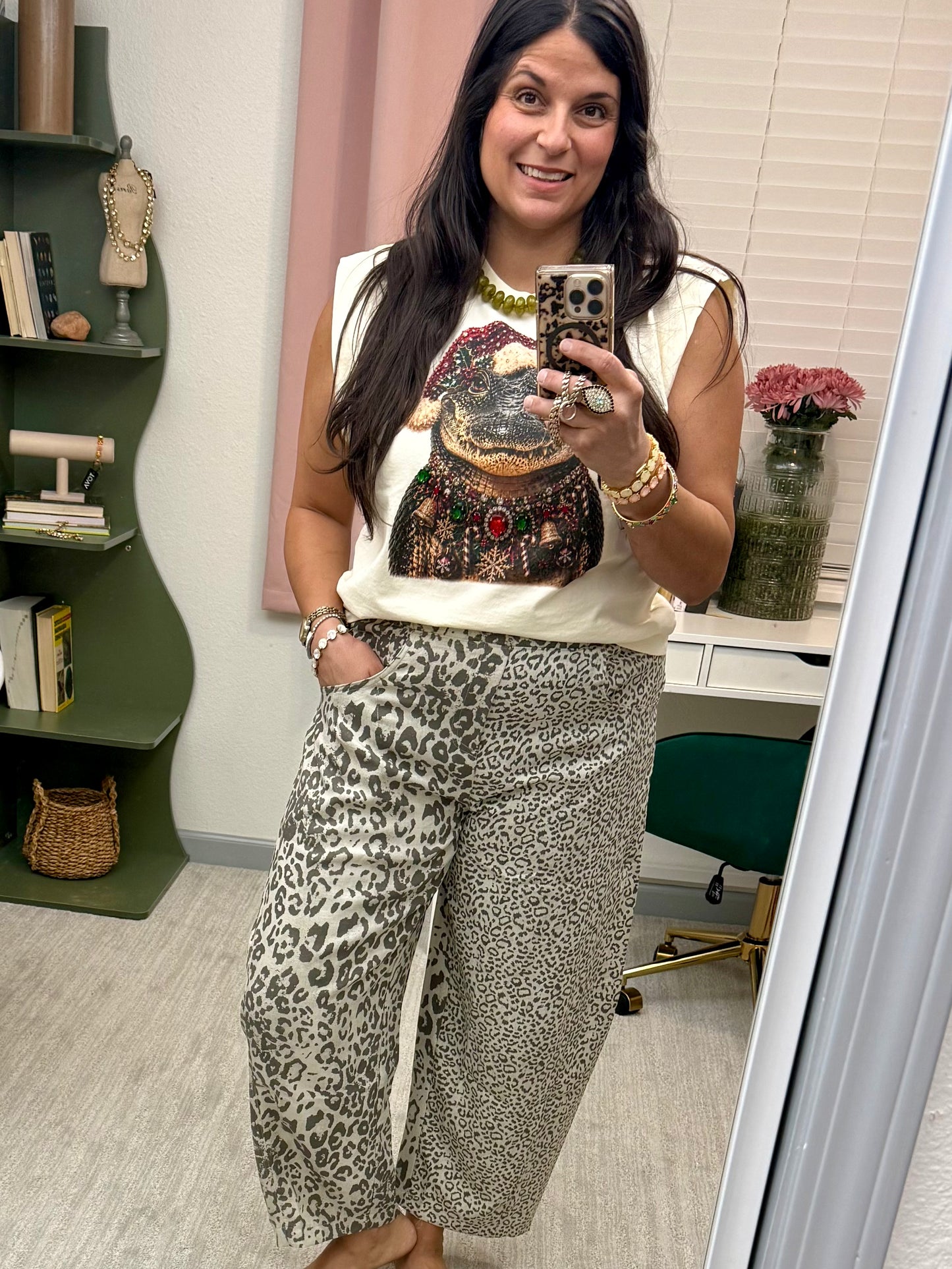 Wild Side Animal Print Barrel Pants