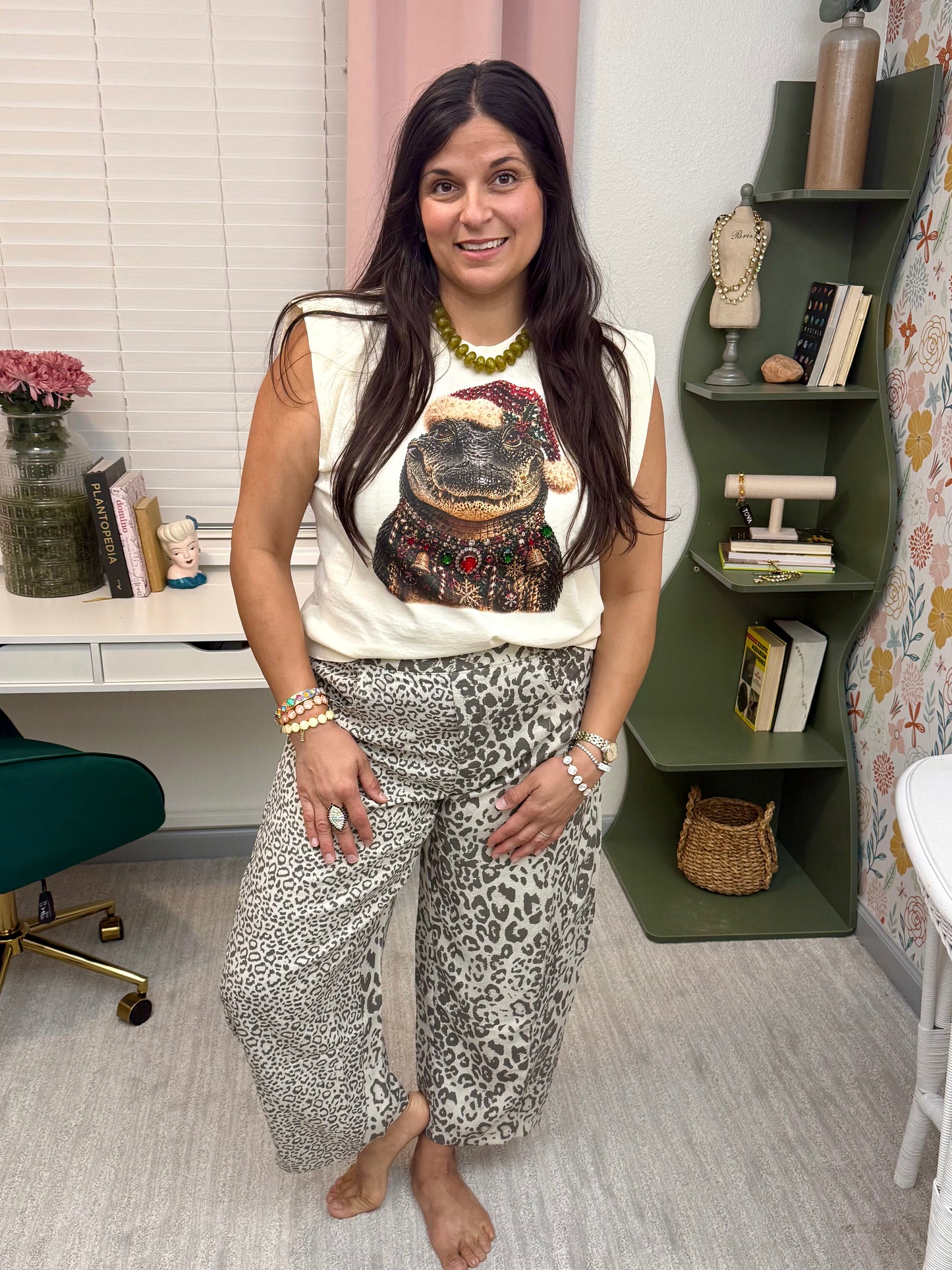 Wild Side Animal Print Barrel Pants
