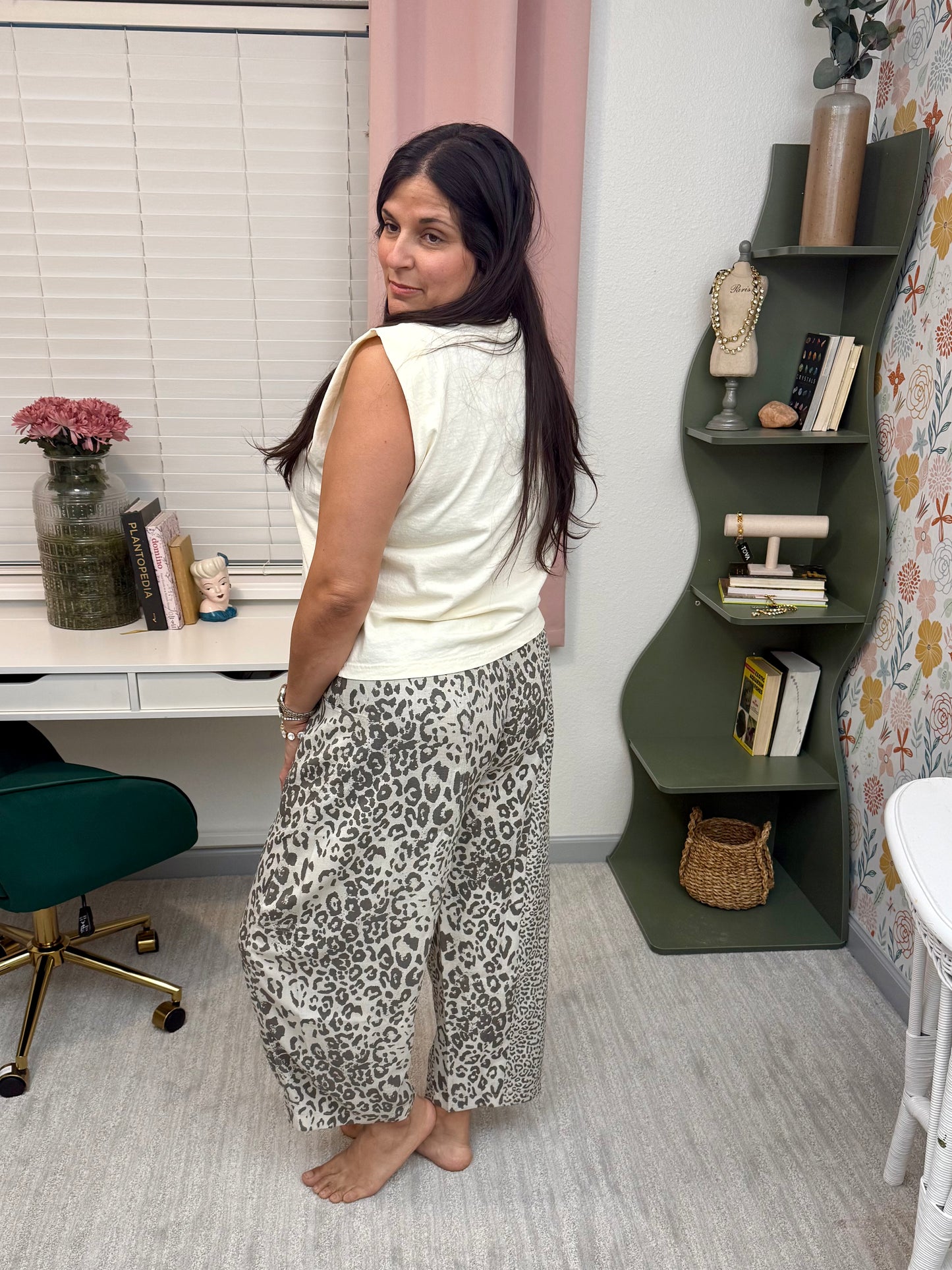 Wild Side Animal Print Barrel Pants