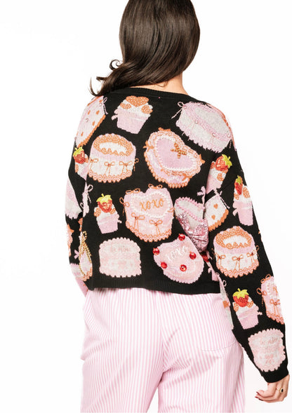 Queen of Sparkles Black Cake & Pastries Sweater
