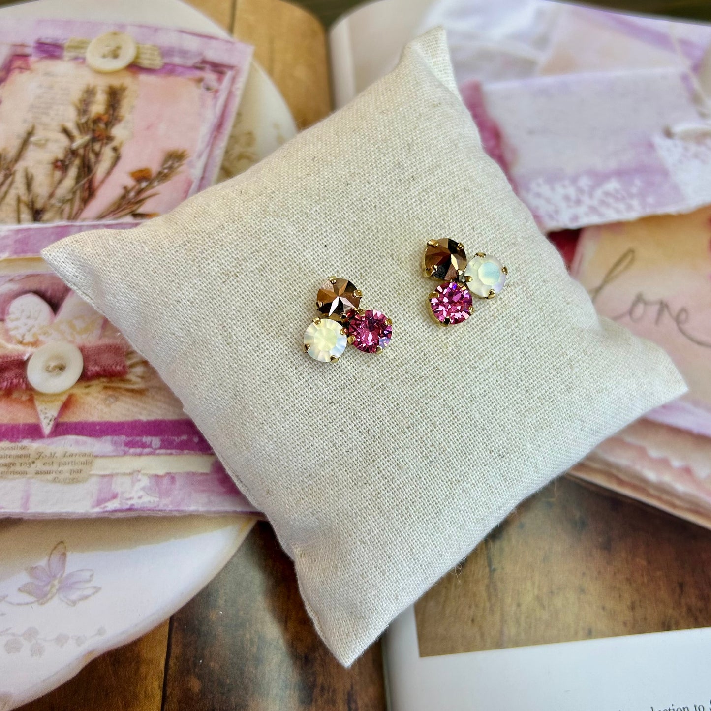 Antique Gold & Pink Ines Earrings Tova