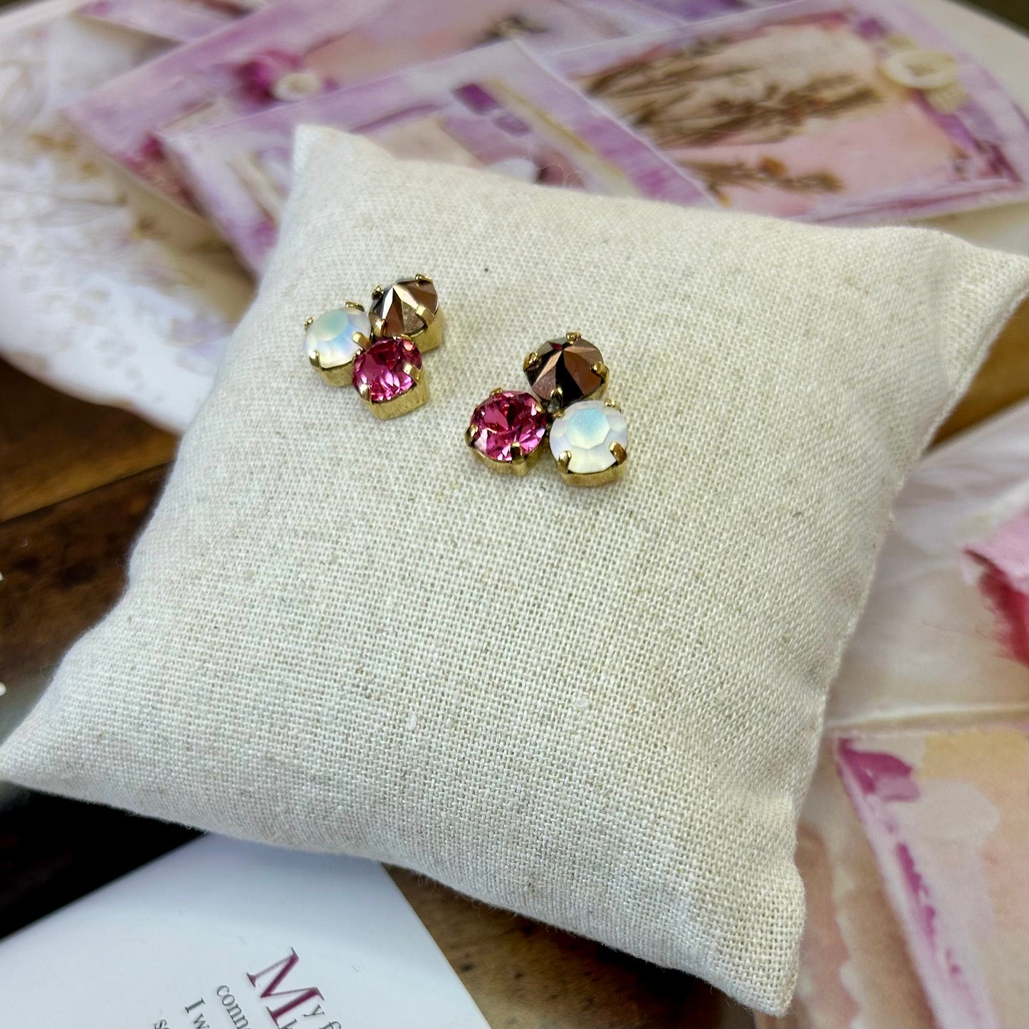 Antique Gold & Pink Ines Earrings Tova