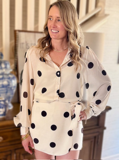 Cream and Black Polka Blouse