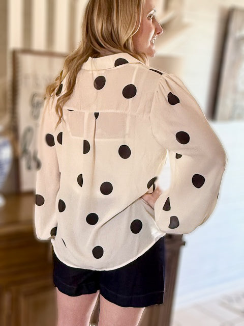 Cream and Black Polka Blouse