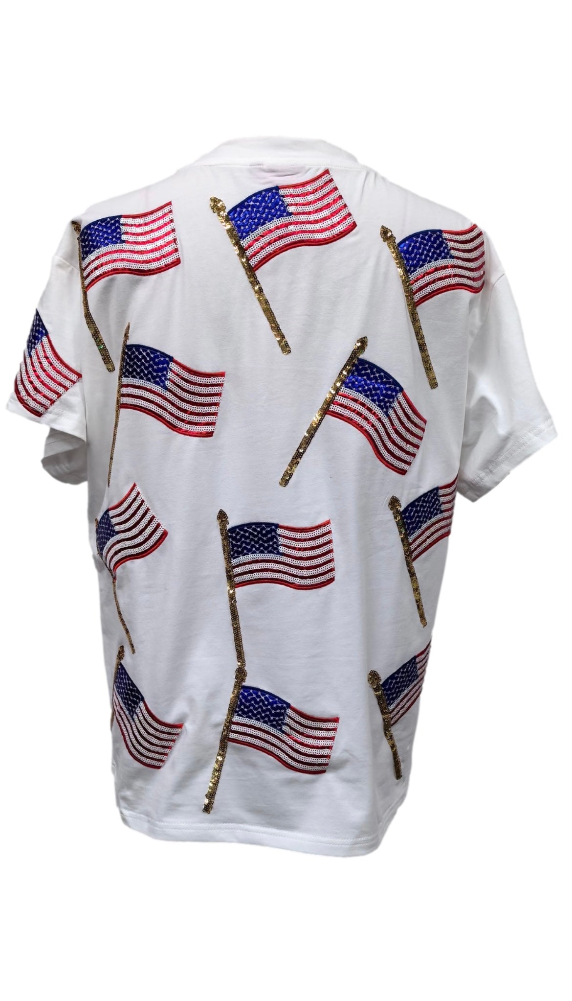 Queen of Sparkles White American Flag Tee