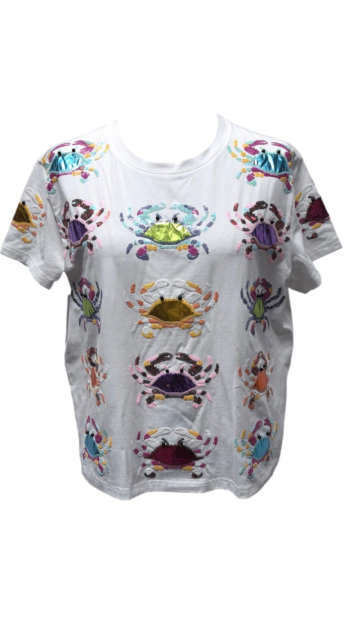 Queen of Sparkles White Scattered Crab Tee