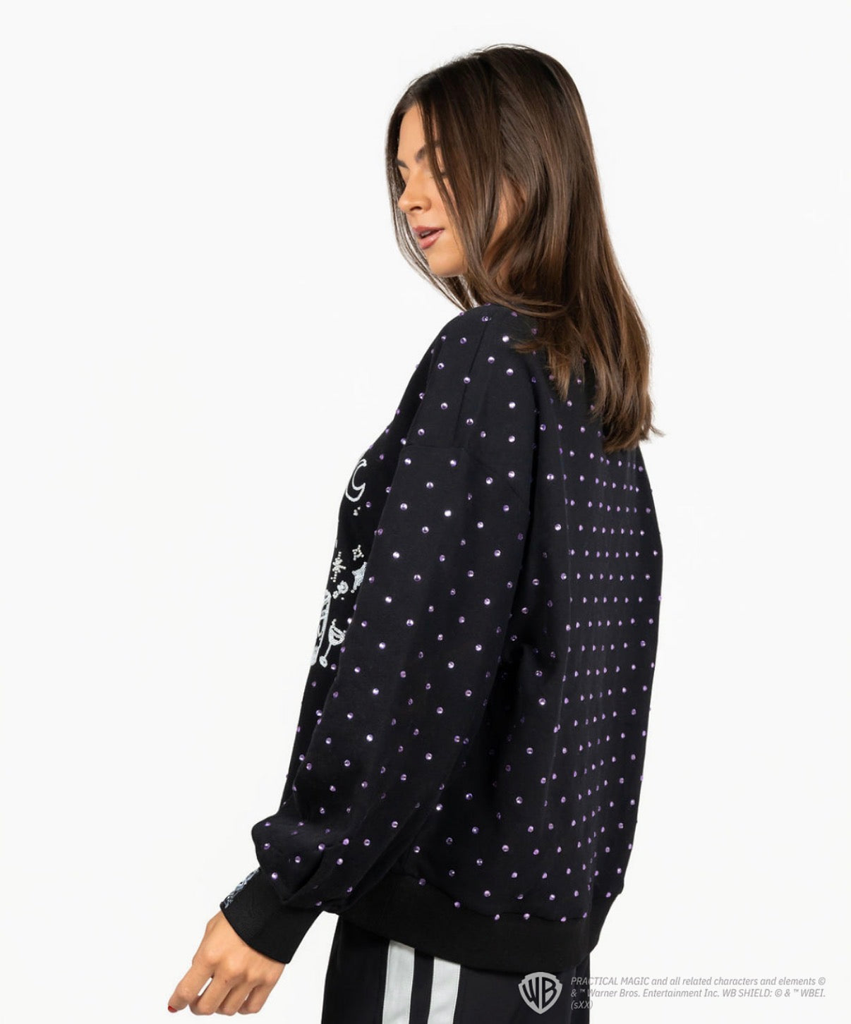 Queen of Sparkles Licensed Black Scattered Rhinestones 'There's A Little Witch In All Of Us" Sweatshirt