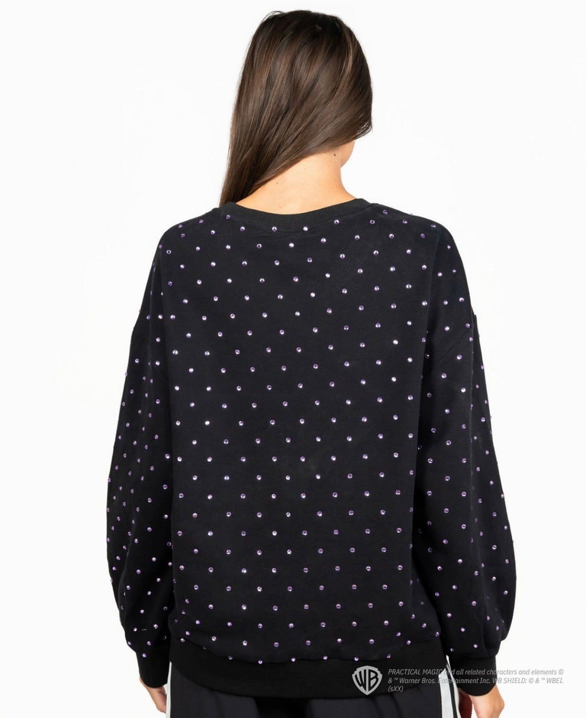 Queen of Sparkles Licensed Black Scattered Rhinestones 'There's A Little Witch In All Of Us" Sweatshirt