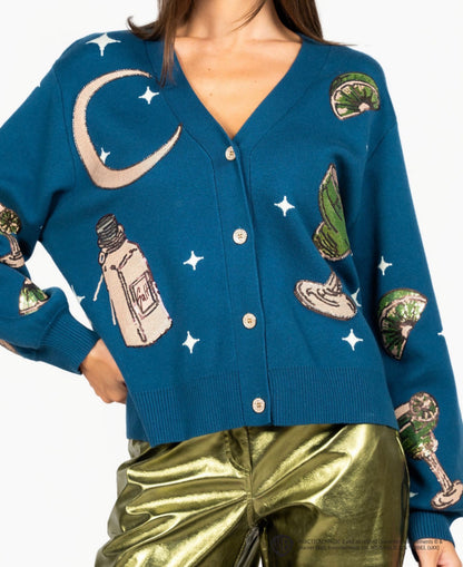 Queen of Sparkles Licensed Navy Midnight Margarita And Salt Cardigan