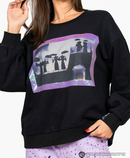 Queen of Sparkles Licensed Black Practical Magic Witches Framed Sweatshirt