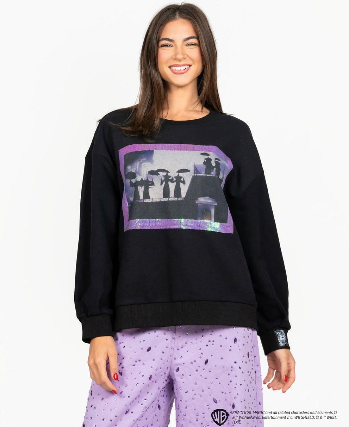 Queen of Sparkles Licensed Black Practical Magic Witches Framed Sweatshirt