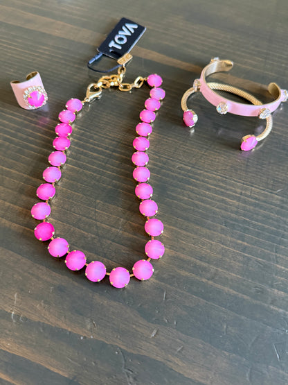 Tova Charlotte Cuff Ultra Fuchsia White Opal
