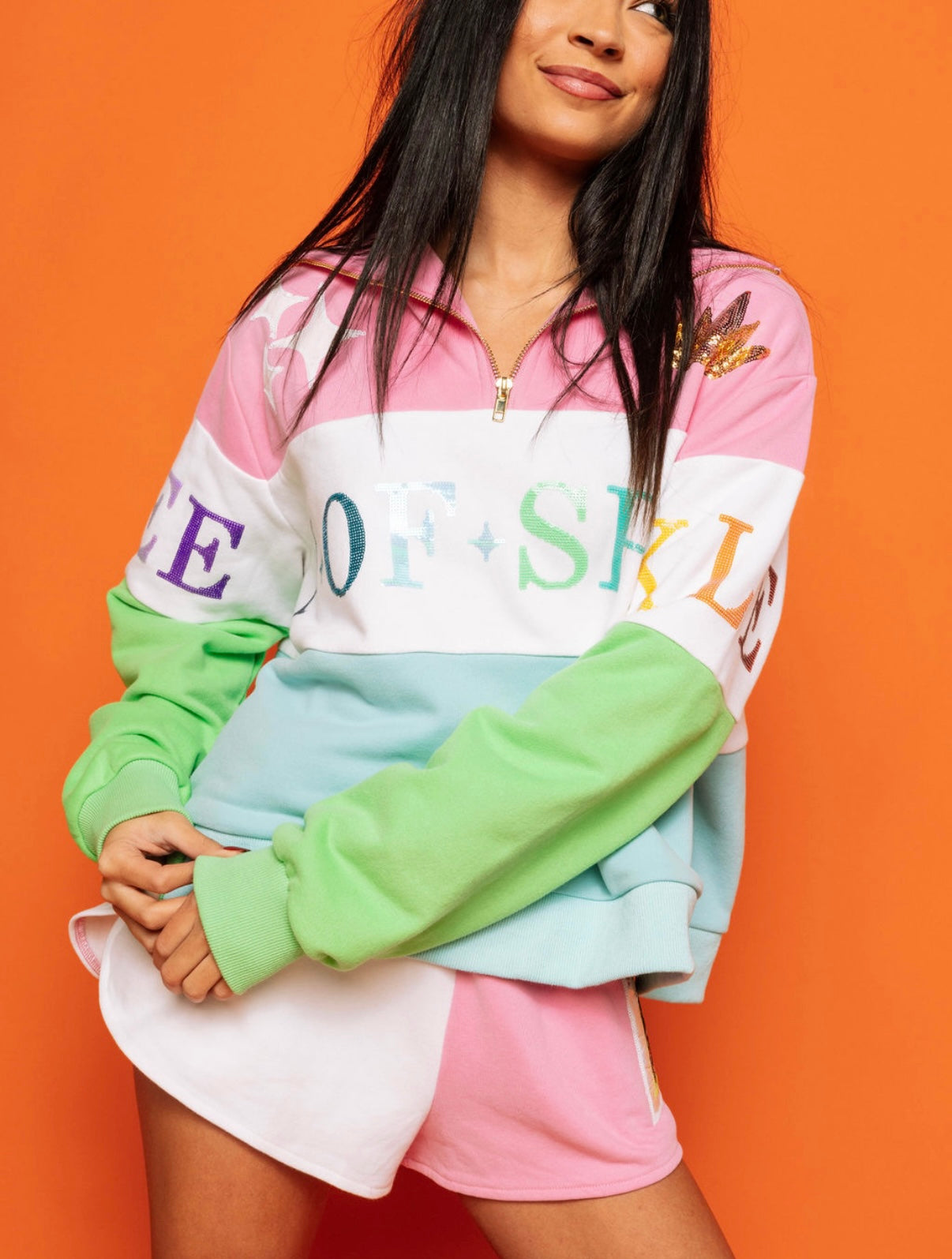 Queen of Sparkles Colorblock Sweatshirt