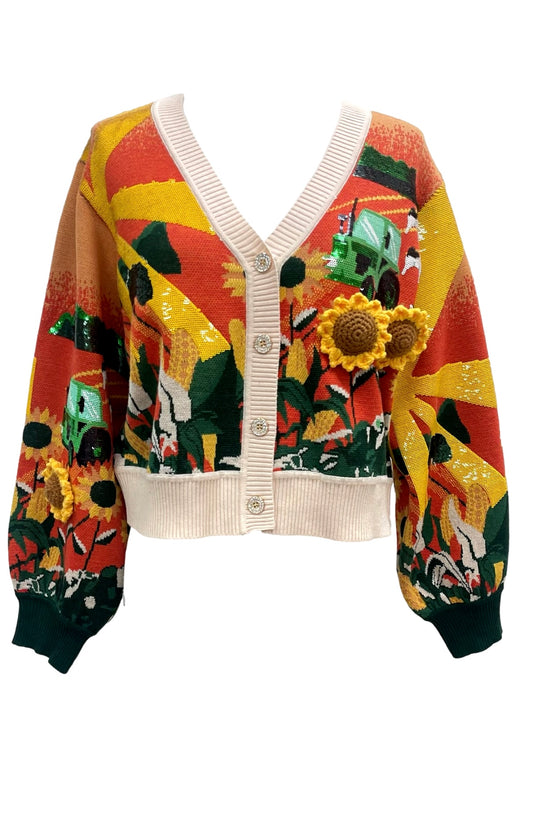 Queen of Sparkles Farm and Sunflowers Cardigan