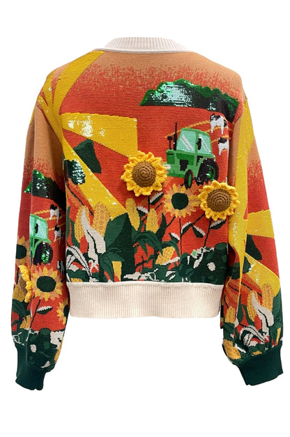 Queen of Sparkles Farm and Sunflowers Cardigan
