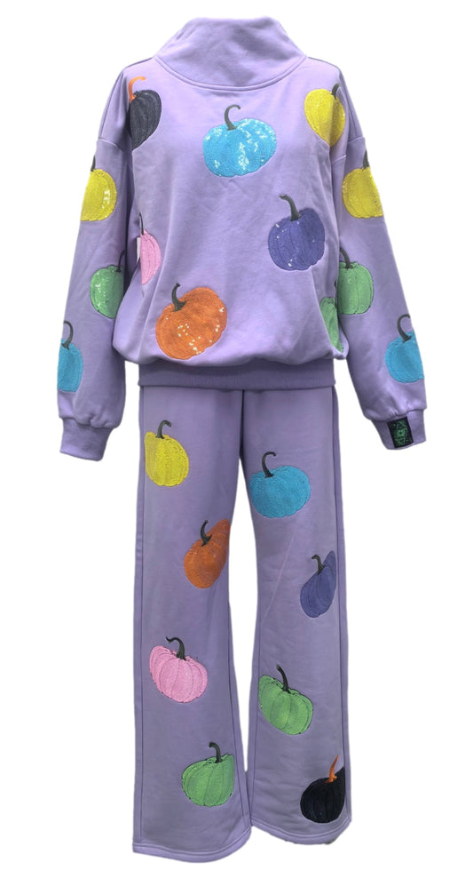 Queen of Sparkles Lavender Multi Pumpkin Sweatshirt