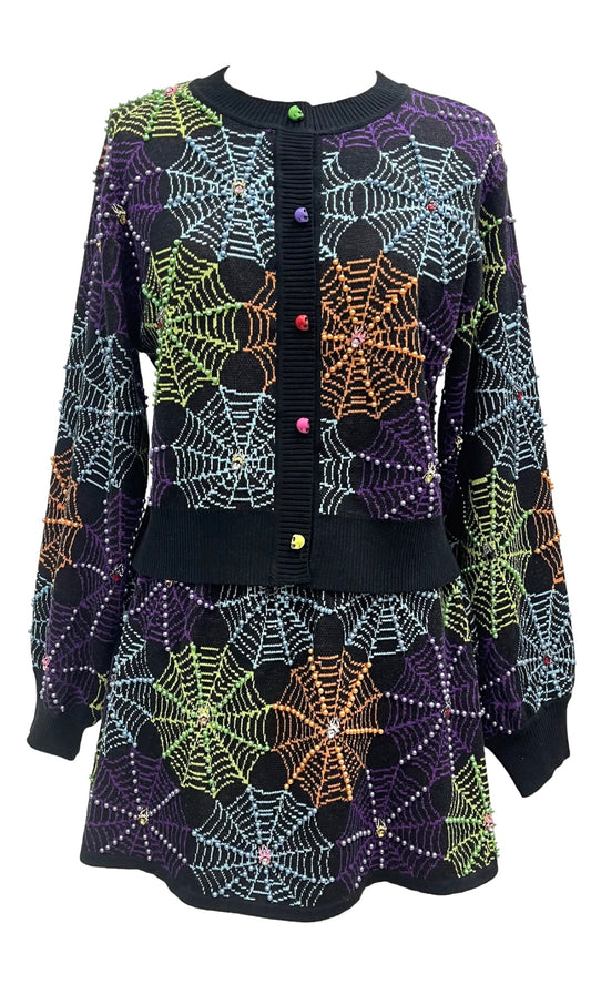 Queen of Sparkles Black Spider Web Cardigan