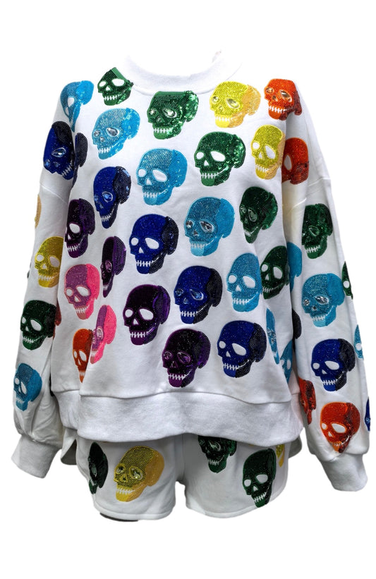 Queen of Sparkles Rainbow Skulls Sweatshirt