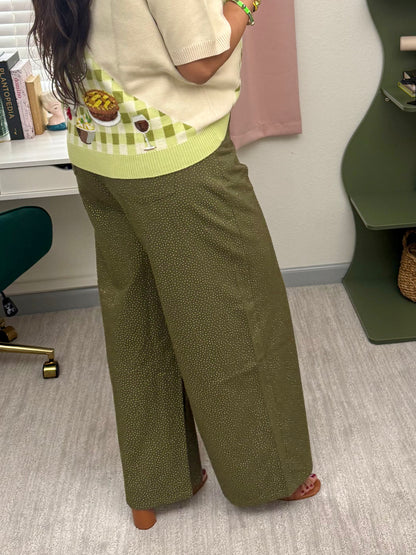 Queen of Sparkles Olive Green Rhinestone Jeans
