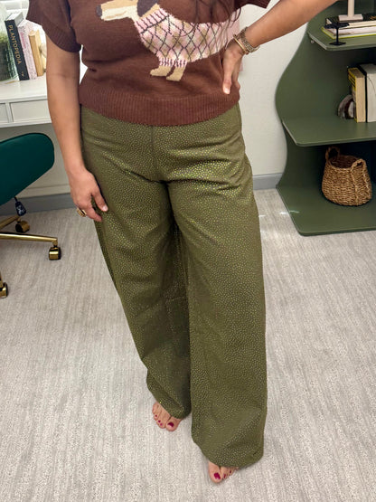 Queen of Sparkles Olive Green Rhinestone Jeans