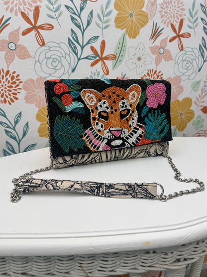 🐆 Wild at Heart Beaded Leopard Clutch
