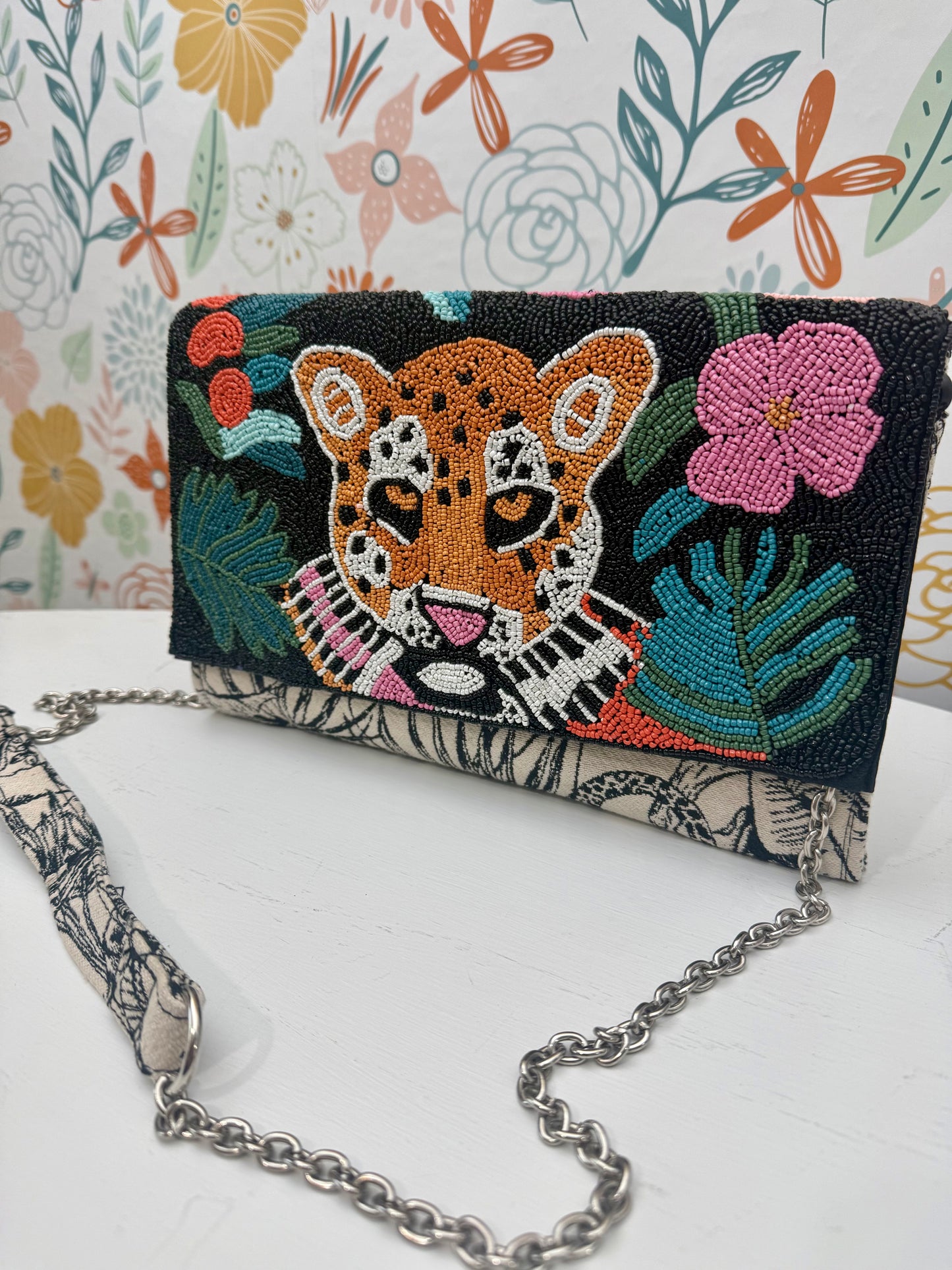 🐆 Wild at Heart Beaded Leopard Clutch