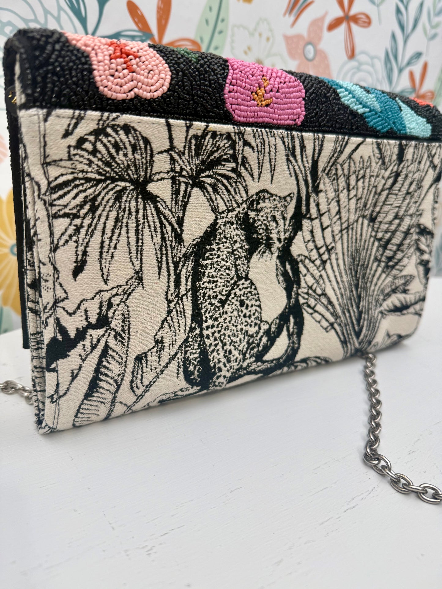 🐆 Wild at Heart Beaded Leopard Clutch