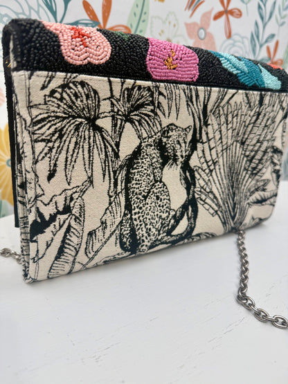 🐆 Wild at Heart Beaded Leopard Clutch