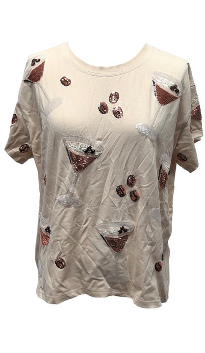 Queen of Sparkles Beige Espresso Martini Tee