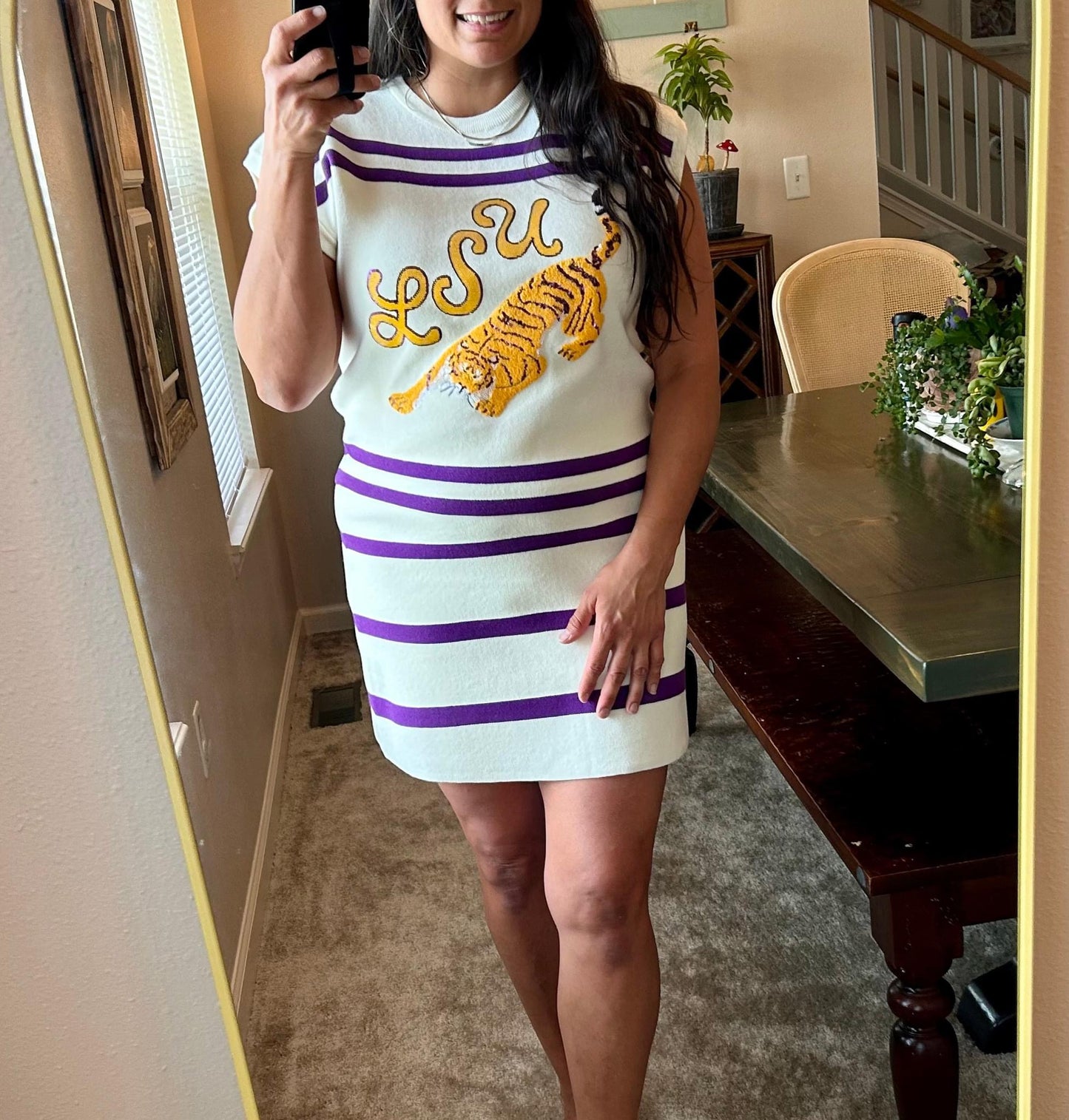 Queen of Sparkles Purple & Gold LSU Stripe Knit Skirt