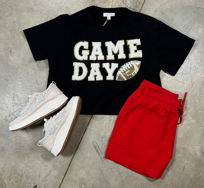 Black Sequin Game Day Top