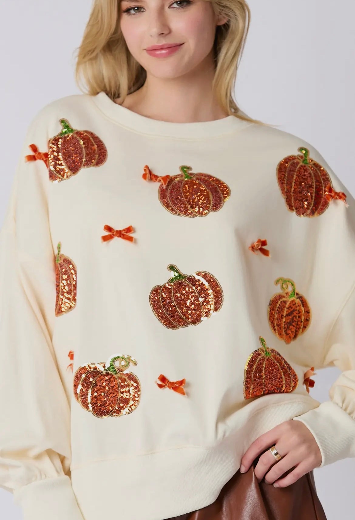 Sequin Pumpkin Oversized Sweater