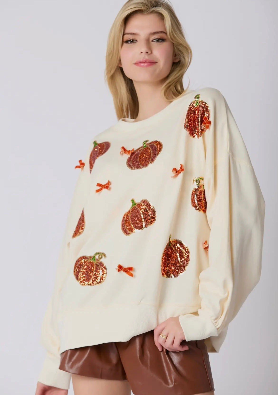 Sequin Pumpkin Oversized Sweater