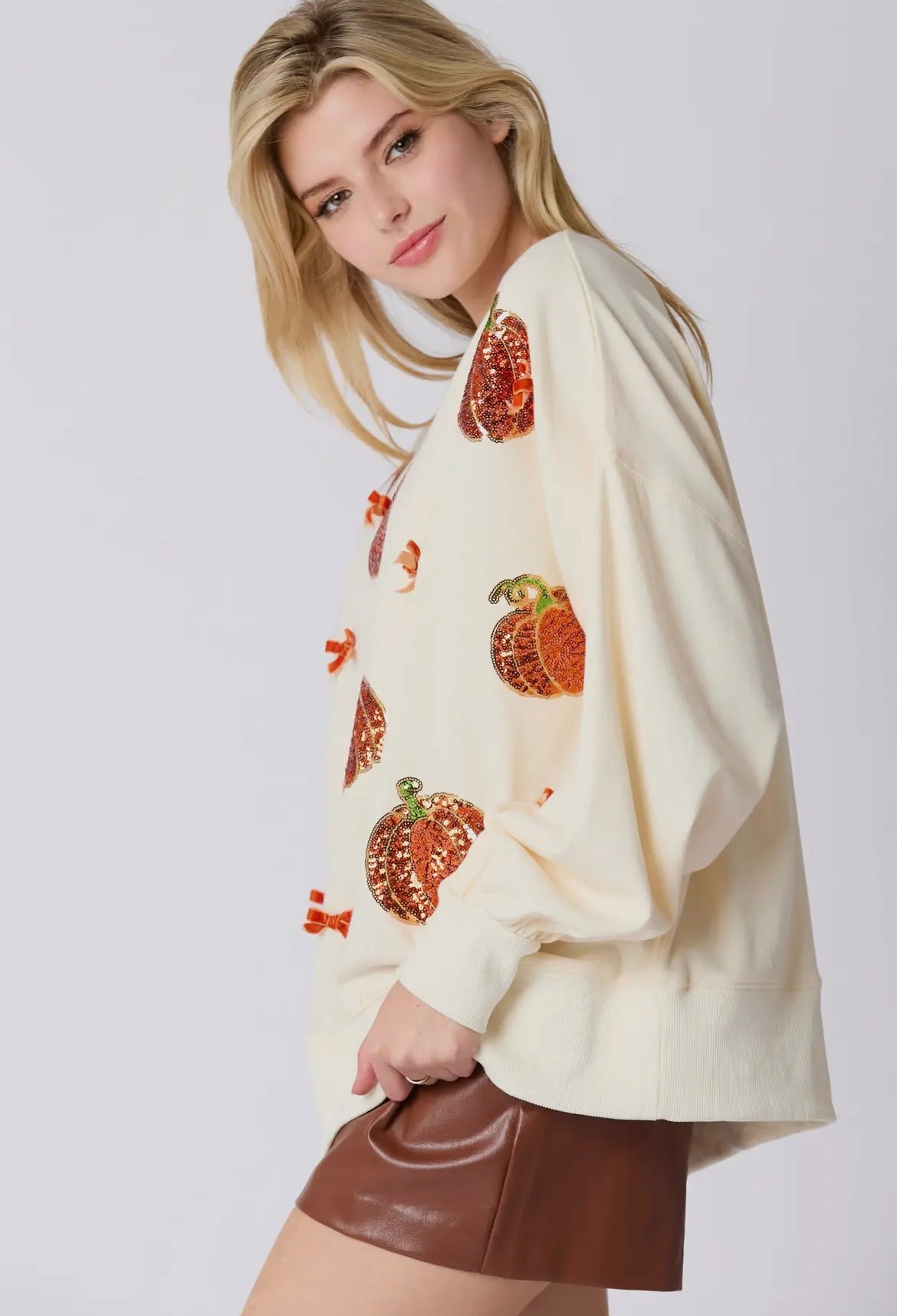 Sequin Pumpkin Oversized Sweater