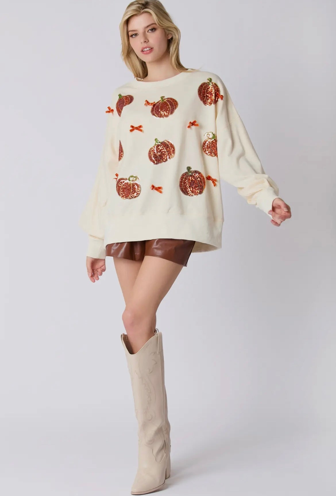 Sequin Pumpkin Oversized Sweater