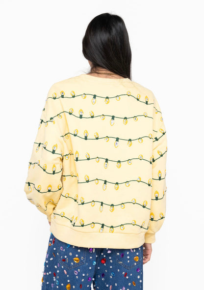 Queen of Sparkles Licensed Yellow Sequin String Lights Clark Griswold Screenprint Sweatshirt