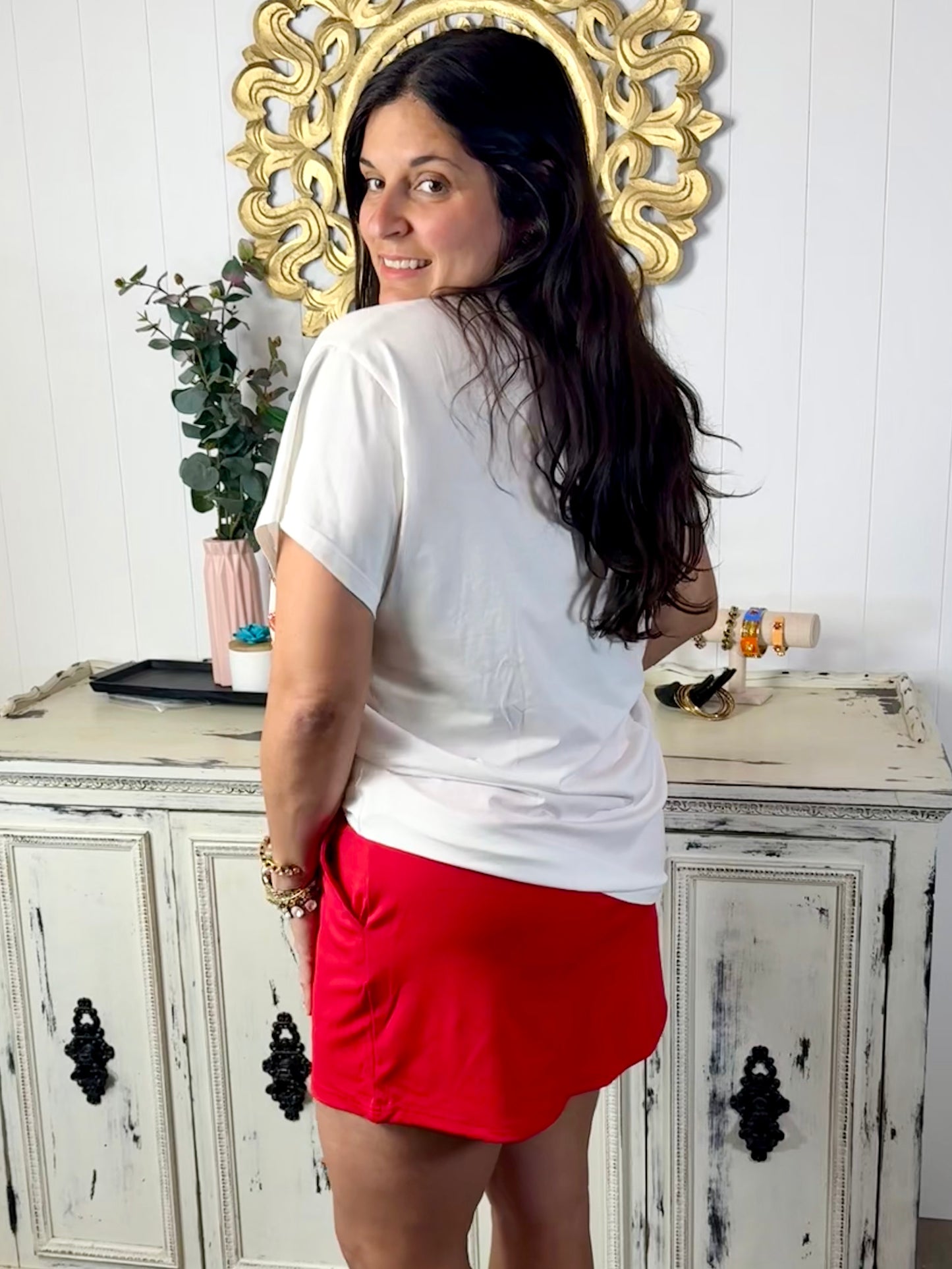Queen of Sparkles White Fruit USA Flag Tee