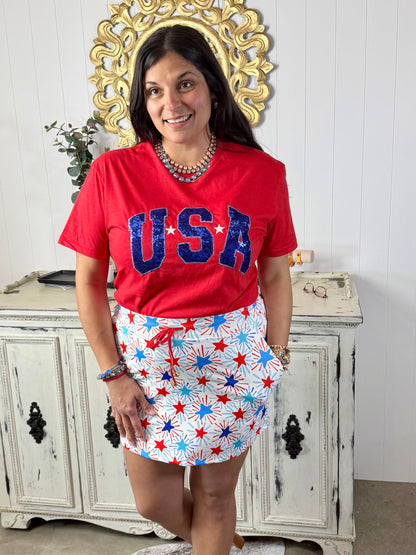 Red Sequin USA Tee