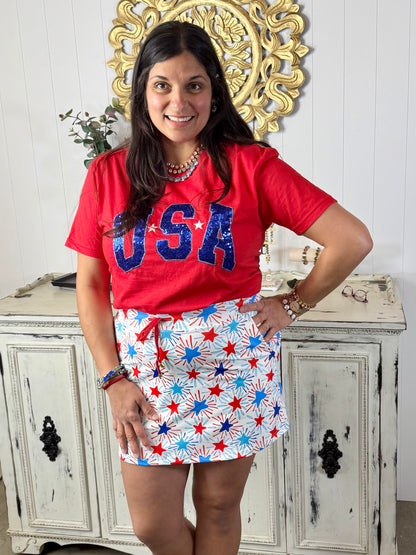Red Sequin USA Tee