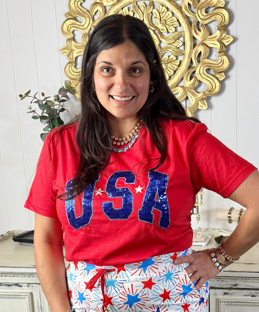 Red Sequin USA Tee