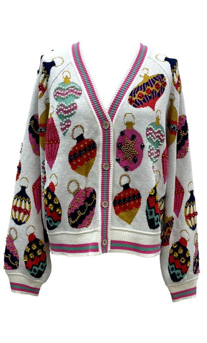 Queen of Sparkles Beige Multi Ornament Cardigan