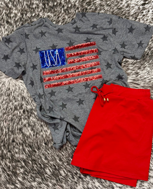 Star-Spangled Sequin Flag Tee
