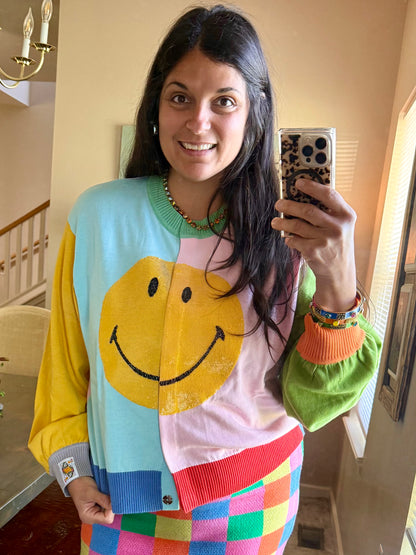 Queen of Sparkles Licensed Colorblock Smiley Cardigan