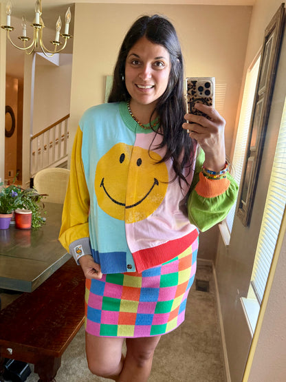 Queen of Sparkles Licensed Colorblock Smiley Cardigan