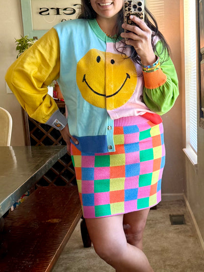 Queen of Sparkles Licensed Colorblock Smiley Cardigan
