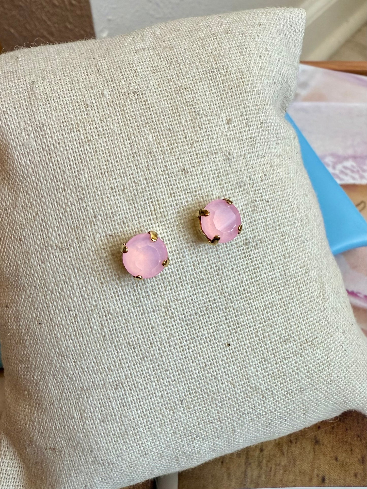 Oakland Stud Earrings in Petal Pink Opal TOVA