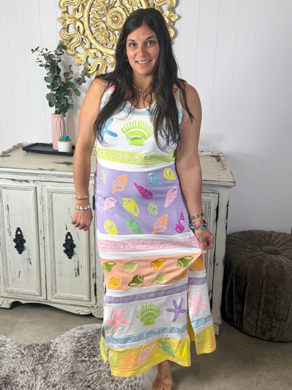 Queen of Sparkles Colorblock Stripe Shell Tank Midi Dress